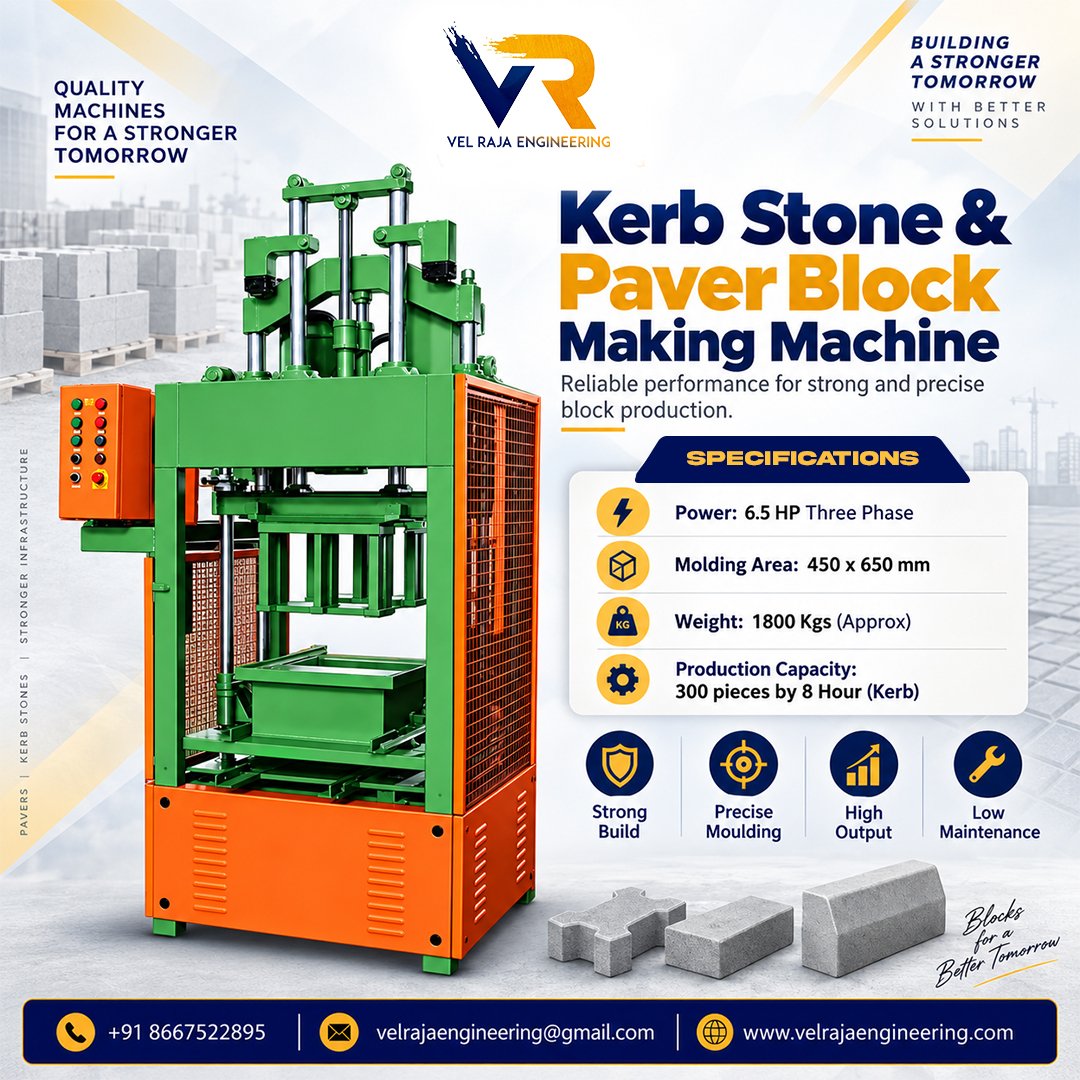 Kerb Stone and Paver Block Making Machine Manufacturer Tamil Nadu